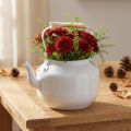Deko-Teekessel Übertopf Metall 8,6cm x 16cm Weiss Shabby Chic Vintage Blumenvase | Floristik24.ch
