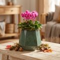 Blumentopf Keramik Grün Sechseckig Ø10cm H9cm | Floristik24.ch