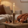 Stabkerzenhalter aus Holz in Sanduhrform Ø6cm H20cm Natur | Floristik24.ch