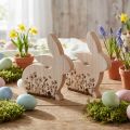 Holzhase sitzend mit Blumen-Muster Natur Weiss 24×24×2,5 cm – 2er Set | Floristik24.ch