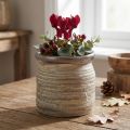 Keramik Übertopf Vase Grau-Braun 14×14cm für Wohn- und Tischdekoration | Floristik24.ch