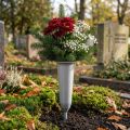 Grabvase aus Kunststoff Silber 28,5cm mit Steckdorn | Floristik24.ch