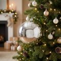 Christbaumkugel Kunststoff Silber Ø14 cm für Innen- und Heimanwendung | Floristik24.ch