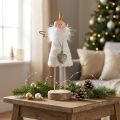 Engel Figur Holz Metall Weiss Gold mit Krone H20,5cm | Floristik24.ch