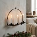 Wandkerzenhalter Metall Schwarz 35×24cm für Stabkerzen | Floristik24.ch