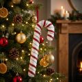 Deko-Zuckerstange Kunststoff Rot-Weiss Gestreift H34cm | Floristik24.ch