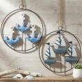 Deko-Metallringe mit Anker und Segelbooten Ø18 cm, 2 Stück, Blau-Weiss | Floristik24.ch