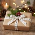 Geschenkband Baumwolle Weihnachten Ho Ho Ho 15mm x 20m Weiss | Floristik24.ch