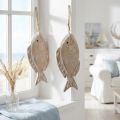 Dekohänger Holzfisch 21 cm Weiss Natur 2er-Set | Floristik24.ch