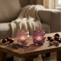 Teelichthalter aus Glas Ø7,5cm H7,5cm Rosa und Lila 2 Stück | Floristik24.ch