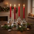 Stabkerzenhalter Glas Silber 10,5 cm 4 Stück | Floristik24.ch