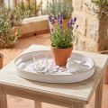 Deko Tablett Kunststoff Weiss Lavendelmotiv 39×27,5cm | Floristik24.ch