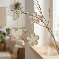 Deko Anhänger aus Holz, Blume und Herz, 12 cm, Blumenmotiv, 6 Stück | Floristik24.ch