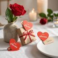 Holzklammer mit Herz und Spruch, Rot, 7×6 cm, Dekoration, 48 Stück | Floristik24.ch