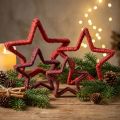 Sterne zum Stellen Weihnachtsdeko Jute Rot und Bordeaux 13/18cm 4-teilig | Floristik24.ch