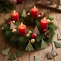 Streuteile aus Holz Weihnachten Tannenbaum mit Stern 3x4,5 cm Grün Natur 72 Stück | Floristik24.ch