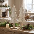 Tannenbaum-Deko aus Filz mit Herz Creme Beige H35cm 2 Stück | Floristik24.ch