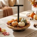 Einstöckige Etagere aus Metall und Holz, 24 cm, Natur-Schwarz | Floristik24.ch