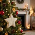Holzstern Natur Weihnachtsanhänger 13,5 cm FSC-Holz | Floristik24.ch
