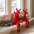 Kantenhocker Elch Deko Weihnachten beflockt 31cm Rot 3 St | Floristik24.ch