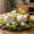 Keramik Ente Dekofigur Weiß und Gold 13cm 2er-Set für Wohnraum und Tischdekoration | Floristik24.ch