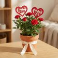 Blumenstecker Herz aus Holz Rot und Weiss 7cm Dekostecker für Gestecke und Dekoration 12 Stück | Floristik24.ch