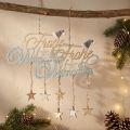 Dekohänger Frohe Weihnachten Holz Blau Natur H12,5cm B27cm 3 Stück | Floristik24.ch