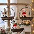 Weihnachtsanhänger aus Holz und Metall Ø 12 cm 3 Stück mit Weihnachtsmann und Schneemann | Floristik24.ch