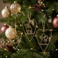 Christbaumschmuck Herzen Metall 12 cm Gold mit Motiven, 6er-Set | Floristik24.ch