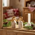 Engelsfiguren Duo aus Keramik in Creme-Weiss mit Goldakzenten, 8,6 cm | Floristik24.ch
