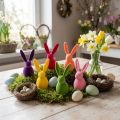 Bunte Deko-Hasen aus Kunststoff, beflockt, 13 cm, sortiert, 6 Stück | Floristik24.ch
