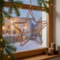 Sternanhänger aus Metall, 32×30 cm, bronzefarben, mit Jutekordel, Schriftzug Adventszeit | Floristik24.ch