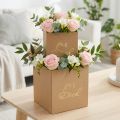 Blumengeschenkbox aus Karton mit Kunststofffolie, quadratisch, 14/12 cm, beige, 2er-Set | Floristik24.ch