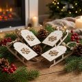 Weihnachtsschlitten aus Holz Weiss/Gold 15,5 x 6,5 x 4 cm 4 Stück | Floristik24.ch