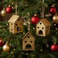 Weihnachtsanhänger Metallhäuser mit Herzmotiv Gold 9,5cm 3 Stück | Floristik24.ch