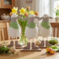 Osterdeko Schaf Stehfigur aus Filz und Holz 37cm 3er-Set Weiss Braun | Floristik24.ch