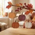 Holz Kürbis Anhänger 14,5x13cm Herbstdeko bunt 8er Set | Floristik24.ch