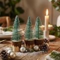 Weihnachtsdeko Tannenbaum beschneit aus Kunststoff und Holz 10cm 8er Set | Floristik24.ch