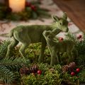 Reh Dekofiguren Weihnachten Grün beflockt Set mit Reh und Kitz H9/5,5 cm 4-teilig | Floristik24.ch