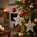 Filzsterne Beige Rot 13cm 6er Set Christbaumschmuck | Floristik24.ch