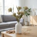 Kunstblume mit 6 Blüten aus Kunststoff Beige Grün 3er-Bund H38cm | Floristik24.ch