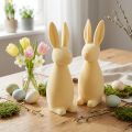 Deko Hasen aus Kunststoff – Beflockt Hellgelb – 29,5 cm – 2er Set – Osterdekoration | Floristik24.ch