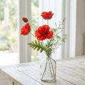 Mohnblume Dekoration mit 3 Blüten aus Kunststoff Rot 70cm | Floristik24.ch