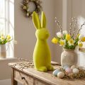 Osterhase stehend, beflockt, Kunststoff, gelbgrün, 15×15,5×47 cm, Dekoration | Floristik24.ch