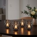Windlicht Glas Teelichthalter grau getönt Ø9cm H9,5cm für Innen und Aussen | Floristik24.ch