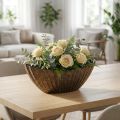 Pflanzschale mit Rillen oval Schiffchen Anthrazit Gold 36cm | Floristik24.ch