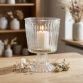 Windlichtglas Pokal geriffelt Glas Deko Ø11,5cm H15cm | Floristik24.ch