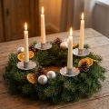 Spitzkerzenhalter zum Stecken Silbern Antik-Look Ø7cm 4St | Floristik24.ch