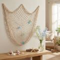 Fischernetz aus Baumwolle mit Muscheln und Seeglas 100×140 cm Beige | Floristik24.ch