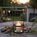 Windlicht Glas mit Henkel aus Metall schwarz H25cm | Floristik24.ch